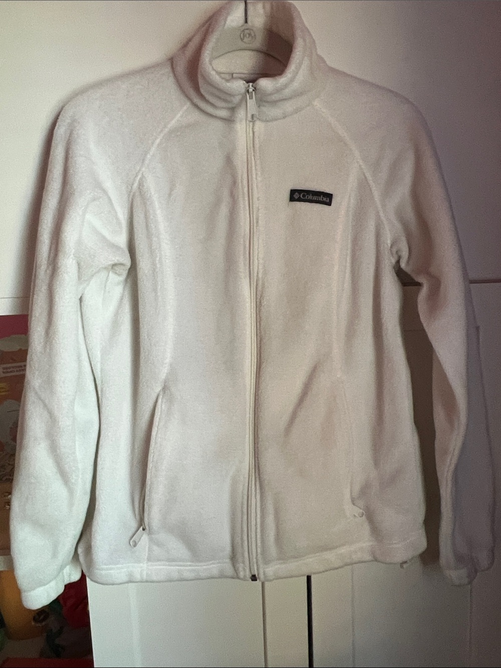Columbia White Full‑Zip Fleece Performance Jacket